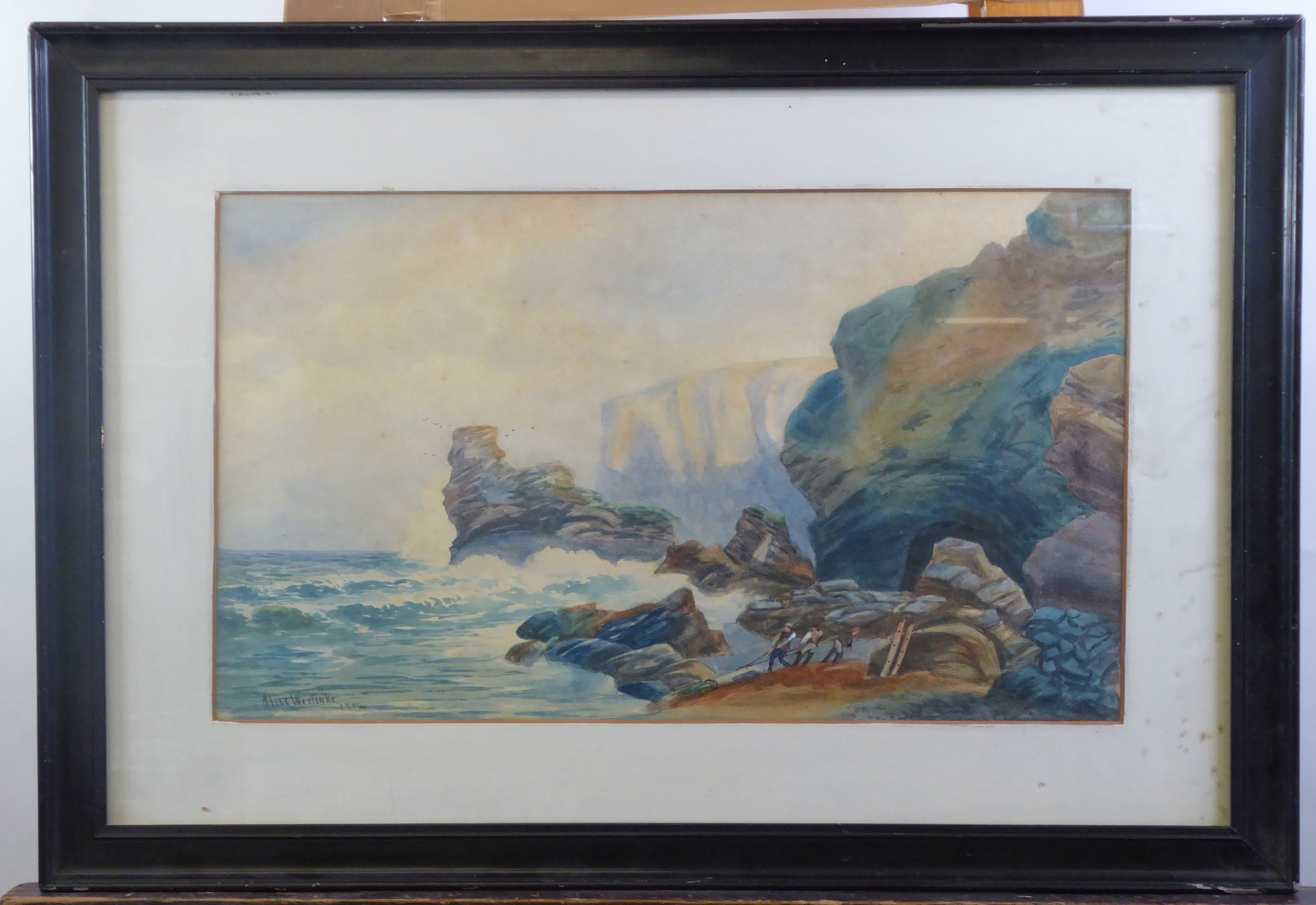 ALICE WESTLAKE (1842-1923) WATERCOLOUR ‘Watergate Bay, Newquay’ Signed, titled and dated 1904 - Image 2 of 2