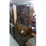 GEORGIAN STYLE MAHOGANY BOOKCASE, WITH FOUR LONG DRAWERS BELOW