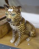 LARGE CERAMIC BABY LEOPARD, APPROX 17" (43.2cm) HIGH