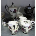 ROYAL ALBERT 'MASQUERADE' COFFEE SET WITH SINGLE RED ROSE DECORATION FOR 6 PERSONS (15 PIECES)
