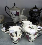 ROYAL ALBERT 'MASQUERADE' COFFEE SET WITH SINGLE RED ROSE DECORATION FOR 6 PERSONS (15 PIECES)