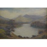 F WRIGLEY (EARLY TWENTIETH CENTURY) OIL ON CANVAS Highland lake scene Signed and dated (19)14