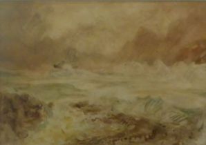 UNATTRIBUTED (NINETEENTH CENTURY BRITISH SCHOOL) WATERCOLOUR Ship wreck off the coat Unsigned 4 ½” x