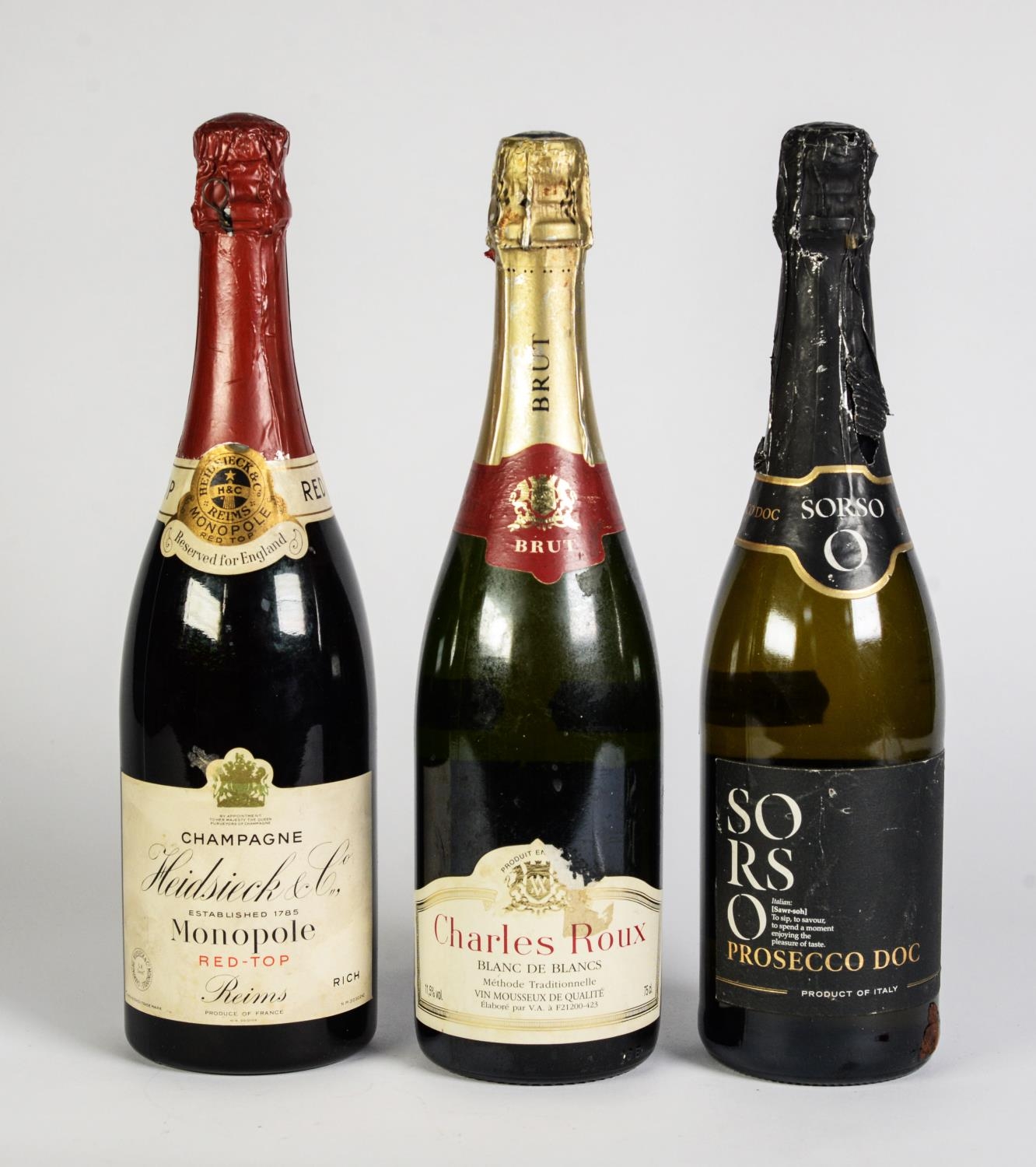 BOTTLE OF 1960’s/ 1970’s HEIDSIECK & Co RICH RED TOP MONOPOLE CHAMPAGNE, together with a BOTTLE OF