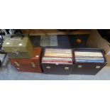 THREE CASES OF VINYL LP RECORDS, MAINLY CLASSICAL AND A BOX OF SINGLES