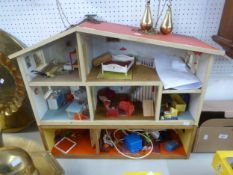 LUNDBY, SWEDISH, OPEN FRONTED TWO-PART DOLL’S HOUSE, WITH SEVEN ROOMS AND ELECTRIC LIGHTING WITH