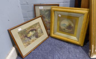 WATERCOLOURS; 'THE DARGLE' UNSIGNED 'FOREST' AND A PASTORAL LANDSCAPE (3)