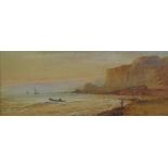 WILLIAM HENRY EARP (1831 - 1914) WATERCOLOUR DRAWING Salt Dean, Sussex, beach scene at dawn with