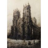 CHARLES BIRD (act, 1892-1907) ETCHING ‘York Minster, West Front’ Monogrammed in the plate 25 ½” x 17