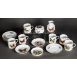 SET OF SIX MODERN ROYAL WORCESTER ‘BUTTERFLIES’ PATTERN CHINA COFFEE CANS AND SAUCERS, together with