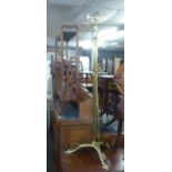 AN ART NOUVEAU BRASS TELESCOPIC OIL LAMP STAND approx 50" high