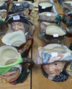 ROYAL DOULTON CHARACTER JUGS; EIGHT FULL SIZE JUGS TO INCLUDE; PADDY, OLD CHARLEY, JOHN PEEL,
