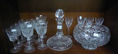 GOOD COLLECTION OF WATERFORD LEAD CRYSTAL GLASSES AND DECANTER VIZ 11 WATERFORD GLASSES, 4 GALWAY