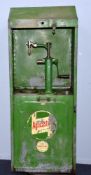 AUTOMOBILIA: Large green Agricastrol tractor oil dispenser cabinet, with sliding drop panel front