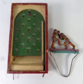 CHAD VALLEY CHILD'S VINTAGE MINIATURE BAGATELLE BOARD, with spring operated propulsion and leaver to