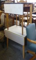 RETRO FORMICA DROP-LEAF DINING TABLE, WITH DRAWER AND ANOTHER SMALLER (2)