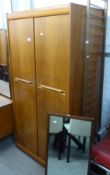 AN ELLIOTS OF NEWBURY RETRO TWO DOOR WARDROBE, AND AN OBLONG TEAK FRAMED WALL MIRROR (2)