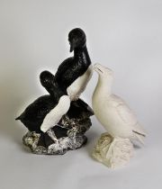 JOHN BOURDEAUX, SCILLY ISLES POTTERY, BISQUE MODELS OF GULL, inscribed S. FOX 86, to the base,