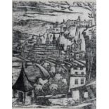 HEW SHIMS (TWENTIETH/ TWENTY FIRST CENTURY) ARTIST SIGNED BLACK AND WHITE LITHOGRAPH ‘Jerusalem’