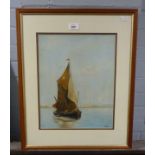 CHRIS OIL PAINTING ON ARTIST BOARD THAMES BARGE ON THE THAMES ESTUARY SIGNED 'CHRIS' LOWER RIGHT 14"