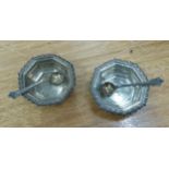 A PAIR OF VICTORIAN SILVER SMALL SALT RECEIVERS, OCTAGONAL WITH EGG AND DART BORDERS, CHESTER 1898