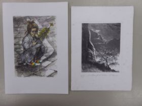 W. MERGA ARTIST’S PROOF ORIGINAL ETCHING ‘AT BAMFORD EDGE’ SIGNED AND TITLED IN PENCIL 4 ½” X 3 ½”
