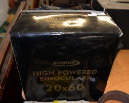 ZENNOX 20 x 60 BINOCULARS, BOXED AS NEW, ZENNOX SPOTTING SCOPE 20 x 60 x 60 WITH TRIPOD AND CASE (AS