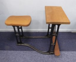 MANCHESTER INTEREST: Mid-19th century cast iron framed school desk by John Heywood of Manchester,