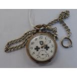 CONTINENTAL SILVER COLOURED METAL CASED POCKET WATCH (800 STANDARD) WHITE ARABIC DIAL, SUBSIDIARY