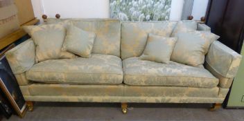 AN ARIGHI BIANCHI THREE PIECE DROP ARM LOUNGE SUITE, CONSISTING OF A THREE SEATER SETTEE COVERED
