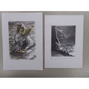 W. MERGA ARTIST’S PROOF ORIGINAL ETCHING ‘AT BAMFORD EDGE’ SIGNED AND TITLED IN PENCIL 4 ½” X