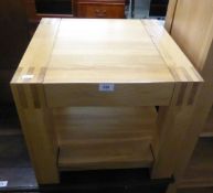 AN 'OAK FURNITURE LAND', SMALL SQUARE COFFEE TABLE, WITH UNDER-TIER, 50cm square