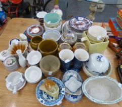 A SELECTION OF CERAMICS TO INCLUDE; VASES, BOWLS, SMALL SET OF SPODE PLATES '6758'
