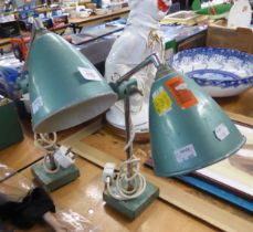 PAIR OF VINTAGE PROBABLY SCHOOL LABORATORY HEIGHT ADJUSTABLE ELECTRIC LAMPS, supplied by PHILIP