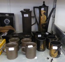 A PORTMEIRION 'PHOENIX'  POTTERY COFFEE SERVICE OF 11 PIECES (ONE CUP DAMAGED) AND ANOTHER PART