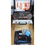 AN ELECTRIC BLACK AND DECKER 3 IN 1 SANDER, IN CASE, A BLACK AND DECKER ELECTRIC JIG-SAW, IN CASE