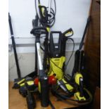 A KARCHER KZ PRESSURE WASHER AND ACCESSORIES, TOGETHER WITH A KARCHER KHB 5 CORDLESS MULTI-JET