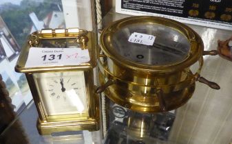 SCHATZ & SOHNE (GERMANY) BRASS CASED WALL MOUNTED SHIP'S CLOCK, also a SMALL BORNAND FRERES (FRANCE)