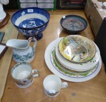 POST 1891 DOULTON (BURSLEM) POTTERY 'WILLOW' PATTERN PEDESTAL BOWL, also a ROYAL DOULTON (BURSLEM)