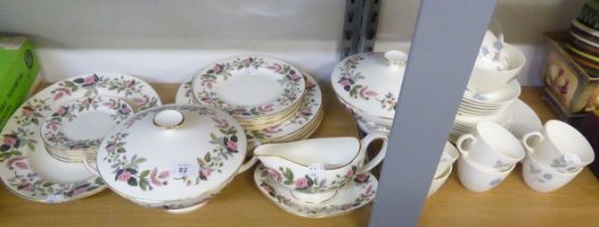 WEDGWOOD 'HATHAWAY ROSE' DINNER SERVICE FOR 6 PERSONS, VIZ 6 DINNER PLATES, 6 SIDE PLATES, 6