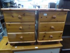 PAIR OF THREE-DRAWER BEDSIDE CABINETS AND BEECH BOX [3]