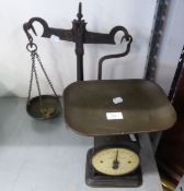 CAST IRON BALANCE SCALES AND A HUGHES FAMILY SPRING BALANCE SCALE (2)