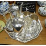 ELECTRO-PLATED FOUR PIECE TEASET on associated VINERS TRAY (5)