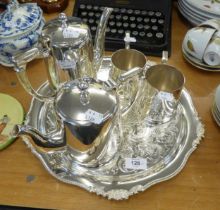 ELECTRO-PLATED FOUR PIECE TEASET on associated VINERS TRAY (5)