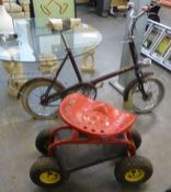 BICYCLE; RALEIGH RSW MKII AND GARDENING CART WITH TRACTOR SEAT (2)