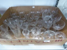 TWENTY ONE CUT GLASS WINE GLASSES AND TUMBLERS AND OTHER SMALL CUT GLASS ITEMS