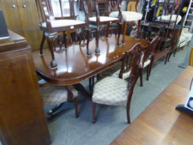 ALLEN & APPLEYARD OF KNUTSFORD REGENCY STYLE REPRODUCTION MAHOGANY TWIN PEDESTAL DINING TABLE WITH