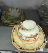 CLARICE CLIFF FOR WILKINSONS LTD. PAIR OF POTTERY DESSERT PLATES WITH FLORAL SPRAY DECORATION AND