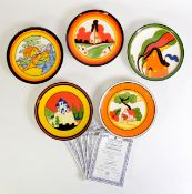 SET OF FIVE WEDGWOOD BONE CHINA COLLECTOR'S PLATES, World of Clarice, Bizarre series, 8in (20.