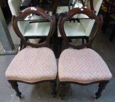 A PAIR OF VICTORIAN MAHOGANY BALLOON BACK DINING CHAIRS (2)
